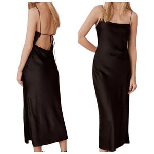 Sachin & Babi BHLDN Stevie Satin 6  Tie-Back Charmeuse Slip Midi New